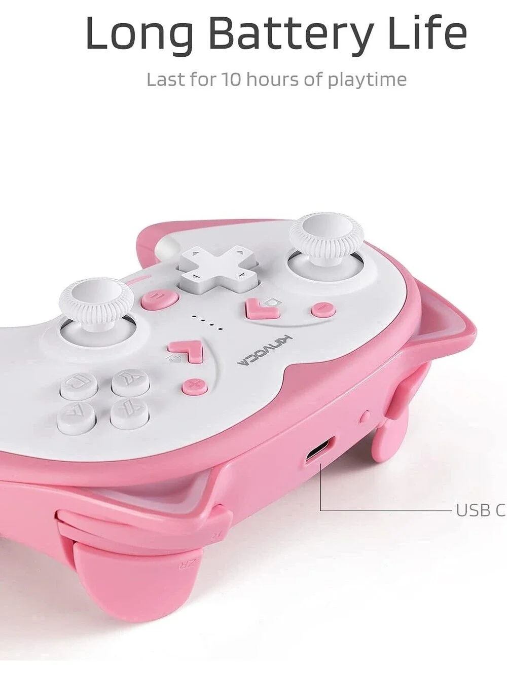 KINVOCA Wireless Controller for Nintendo Switch/Lite/OLED, Breathing Lite - Pink